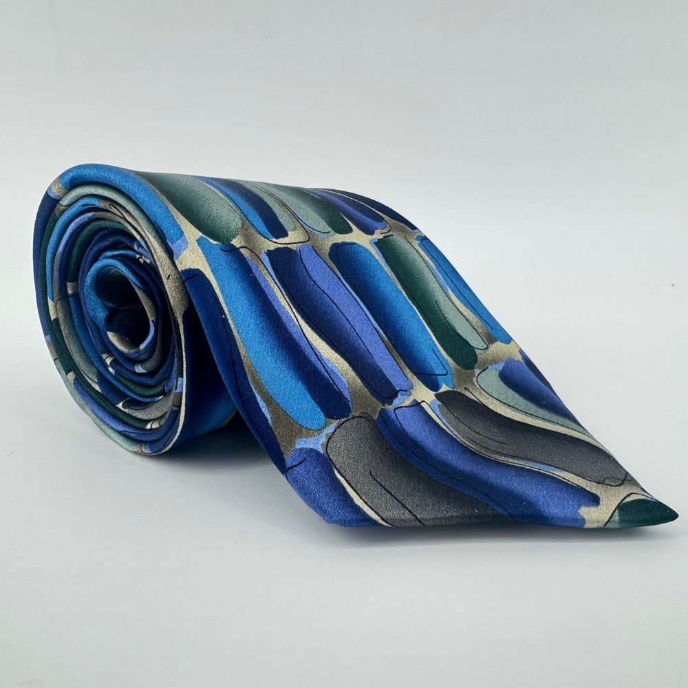 J Garcia Collection Fifty-Seven Crossroads Abstract Pattern Necktie - Blue